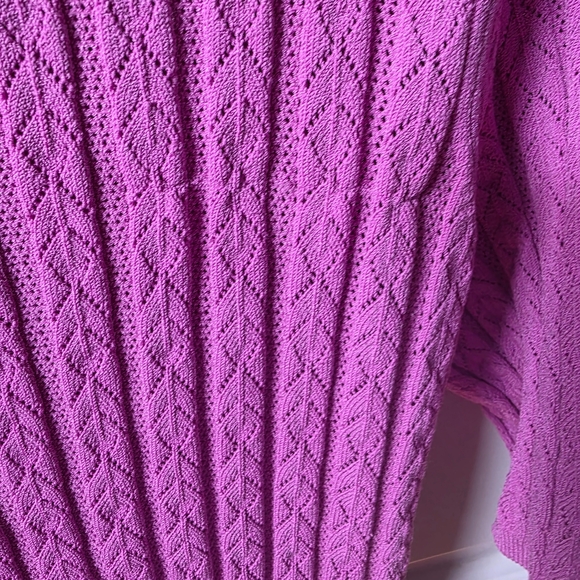 Ann Taylor Vibrant Purple Textured Crew Neck Sweater - Picture 5 of 5